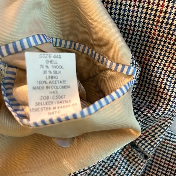 TOMMY HILFIGER MENS HOUNDSTOOTH WOOL AND SILK ACETATE LINING SPORT COAT SIZE 44R - Picture 5 of 9